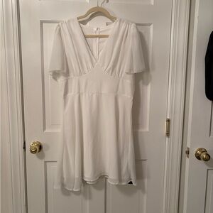 SHEIN Elegant White Mini Dress with Cape Sleeves